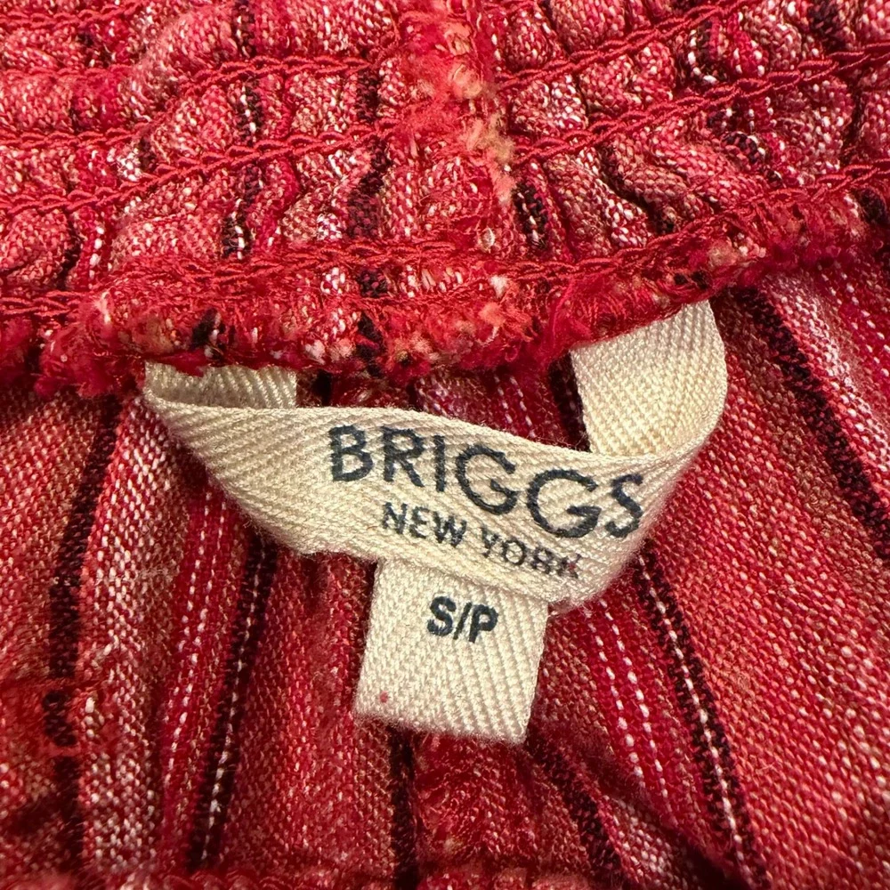Briggs New York Womens Red Striped Linen Blend Tassel Drawstring Shorts Small